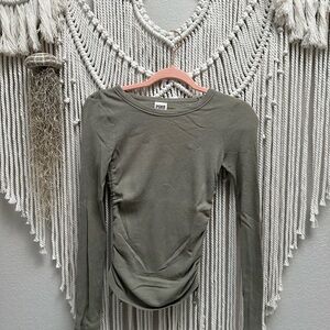 PINK Victoria's Secret Olive Green Ribbed Long-Sleeve Top